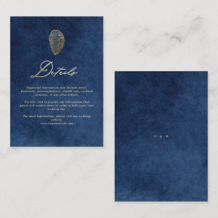 Elegante Oceaan Navy Blauwe Trouwdetails Informatiekaartje