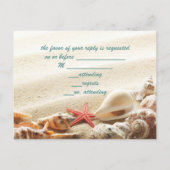 Elegante oceaan zand schelpen strand bruiloft RSVP Uitnodiging Briefkaart (Achterkant)