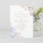 Elegante Ocean Beach foto bruiloft uitnodiging (Staand voorkant)