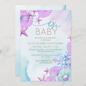 Elegante Ocean shells Beach Baby shower Kaart (Voorkant / Achterkant)