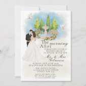 Elegante ochtend na fontein bruid & bruidegom duiv kaart (Voorkant)