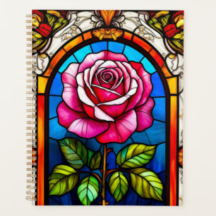 Élégante œuvre d'art en verre coloré d'une rose vi