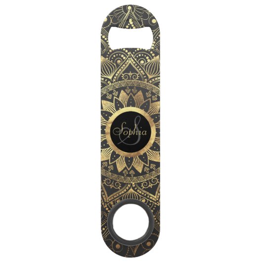 Elégante oeuvre de mandala en or (Devant)