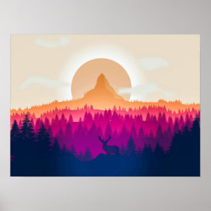 Élégante oeuvre d'Eclipse Paysage Poster