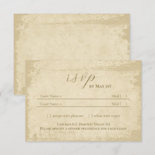 Elegante Off-White Grunge Edge Wedding RSVP Kaart