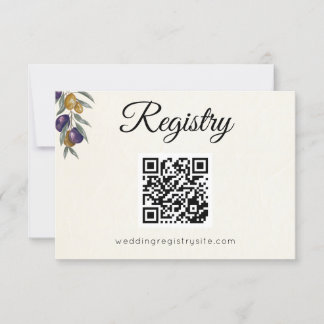 Elegante olijf trouwcadeau registratie bijlage kaa RSVP kaartje