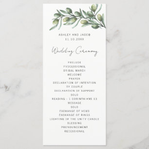 Elegante olijfbladeren. Garden italiaanse bruiloft Programma