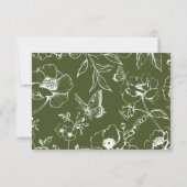 Elegante olijfgroene bloemencode QR Code bruiloft RSVP Kaartje (Achterkant)