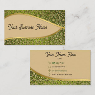 Elegante olijfgroene en gouden bloemenzaak visitek visitekaartje