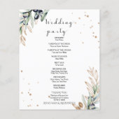 Elegante olijfgroene huwelijksprogramma kaart. (Achterkant)
