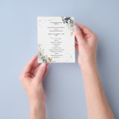Elegante olijfgroene huwelijksprogrammakaart. flyer (Hand)