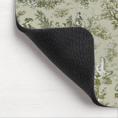 Elegante olijfgroene toile de jouy muismat (Hoek)