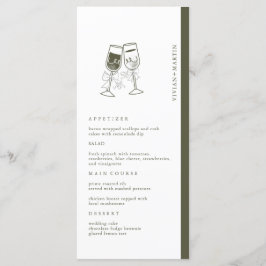 Elegante Olijfhout Groene bruiloft Menu