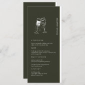 Elegante Olijfhout Groene bruiloft Menu (Voorkant / Achterkant)