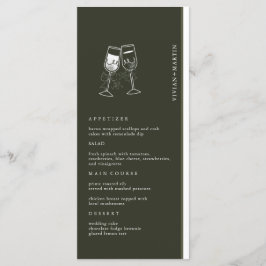 Elegante Olijfhout Groene bruiloft Menu