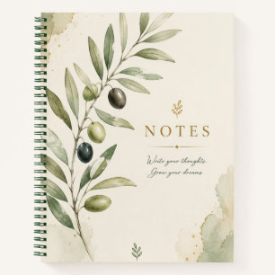 Elegante olijftak botanisch notitieboek Minimali