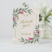 Elegante olijftak Custom Wedding Dank u kaart (Staand voorkant)