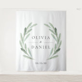 Elegante Olijftak Krans Trouw Achtergrond Wandkleed (Voorkant)