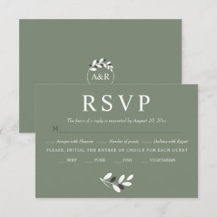 Elegante olijftak Mediterrane charme bruiloft RSVP Kaartje