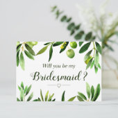 Élégante Olive Boho Garden Bridesmaid Invitation (Debout devant)