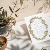 Elegante Olive Branch Krans bruiloft uitnodiging