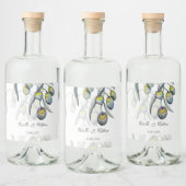 Elegante Olive Branch Waterverf gepersonaliseerd Likeurfles Etiket (Flessen)