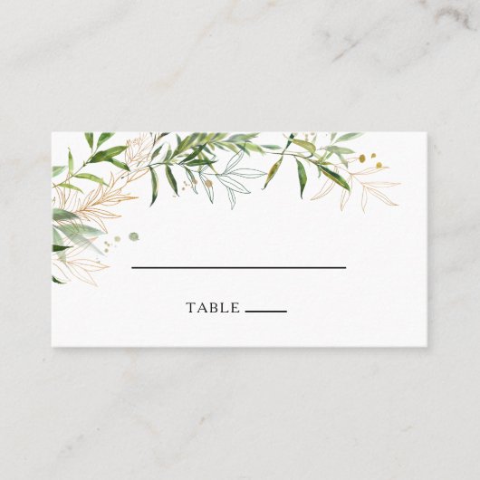 Elégante Olive Greenery Carte Mariage Plat Place (Devant)