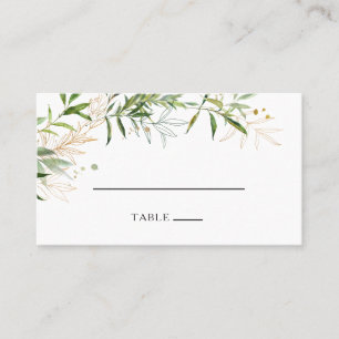 Elégante Olive Greenery Carte Mariage Plat Place