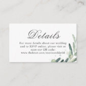Elegante Olive Spring Wedding Details QR Code Informatiekaartje (Voorkant)