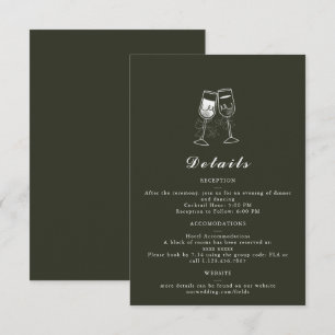 Elégante Olive wood Green Mariage Détails Carte
