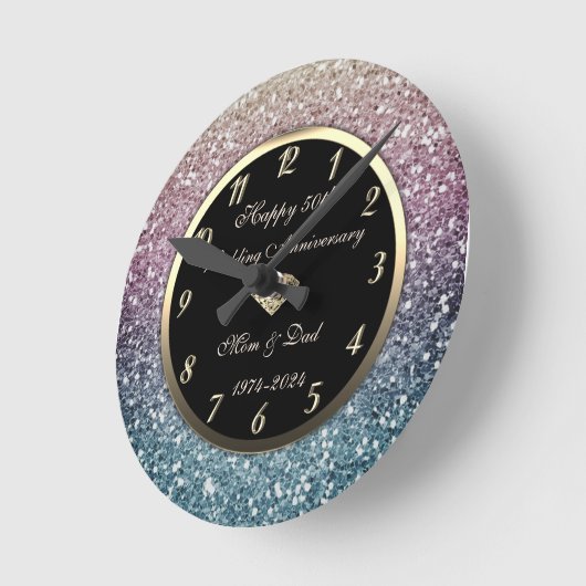 Elegante Ombre Pailletten 50ste Huwelijksjubileum Ronde Klok (Hoek)