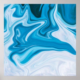 Élégante onde bleue Abstraite  Poster
