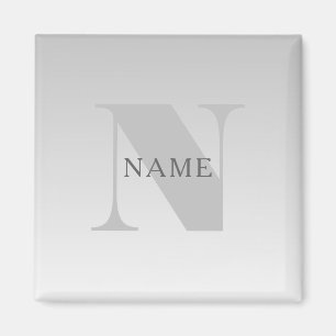 Elegante onechte zilvergrijze verloop monogram kla magneet