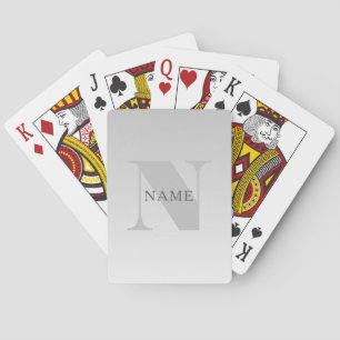 Elegante onechte zilvergrijze verloop monogram kla pokerkaarten