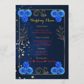Elegante ontvangstmenu template in marineblauw menu