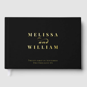 Elegante Ontwerper Gouden Folie Moderne Zwarte Huw Gastenboek