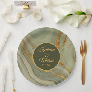 Elegante Onyx Steen Met Goud  Papieren Bordje