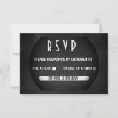 Elegante Onyx Zwart-Wit RSVP Ca (Voorkant)