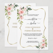 Elegante Onze Huwelijk Calligrafie Met Bloemen  Kaart (Voorkant / Achterkant)