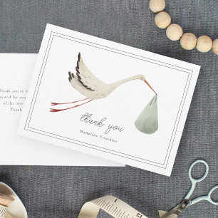 Elegante Ooievaar Geslacht Neutrale Baby Shower Bedankkaart