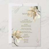Elegante Oosterse Magnolia Trouwtafel Menu Kaart (Voorkant)
