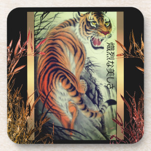 Elegante oosterse tijger en bamboe elegant bier onderzetter