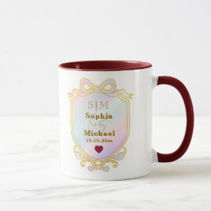 Elegante op maat gemaakte gouden huwelijksinitiaal mok