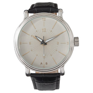 Elegante op maat gemaakte initialen gouden zonnest horloge