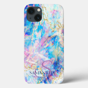Elegante Opal Holografisch Monogram iPhone 13 Hoesje