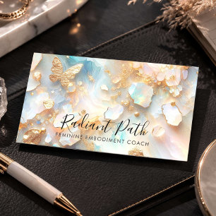 Elegante Opal Maansteen Levenscoach Vlinder Visitekaartje