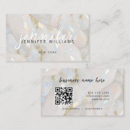 Elegante Opal Steen Aangepaste QR Code Uniek Visitekaartje