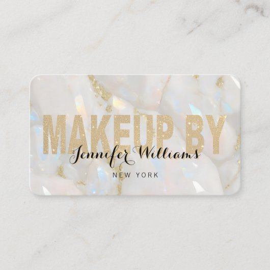 Elegante Opal Stone Custom QR Code Make-up Artist Visitekaartje (Voorkant)