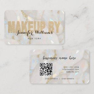 Elegante Opal Stone Custom QR Code Make-up Artist Visitekaartje