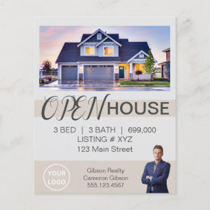 Elegante open huis vastgoedmakelaar flyer